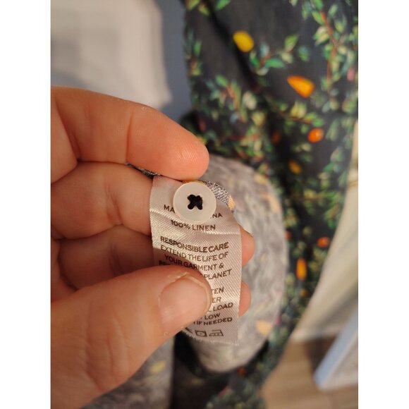 Hill House Tuckernuck Small Long Linen Dress, Vegetables, Navy Blue Carrots - Picture 4 of 5